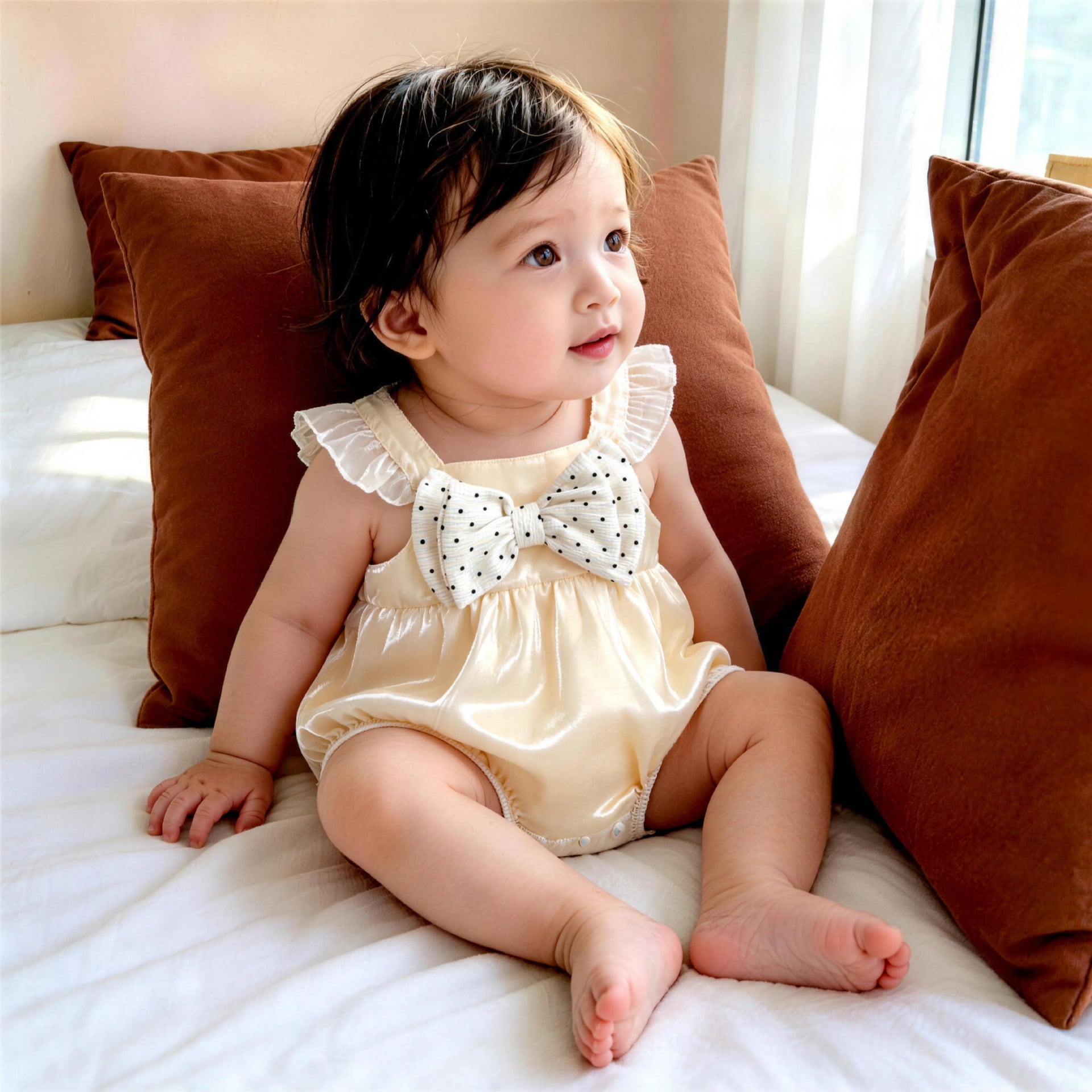 d26e8a650f9e0f0651ff4dd4115cac4e.jpg 【66-90】ロンパース ドット 蝶結び 可愛い ベビー服 - 画像 (1)