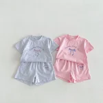 【80-130】セットアップ ベビー 男女兼用 リボン プリント - 画像 (3)