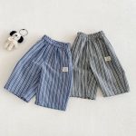 【80-120】パンツ ベビー 男の子 ストライプ カジュアル