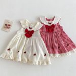 【73-120】ワンピース 蝶結び付き ノースリーブ 女の子 おしゃれ