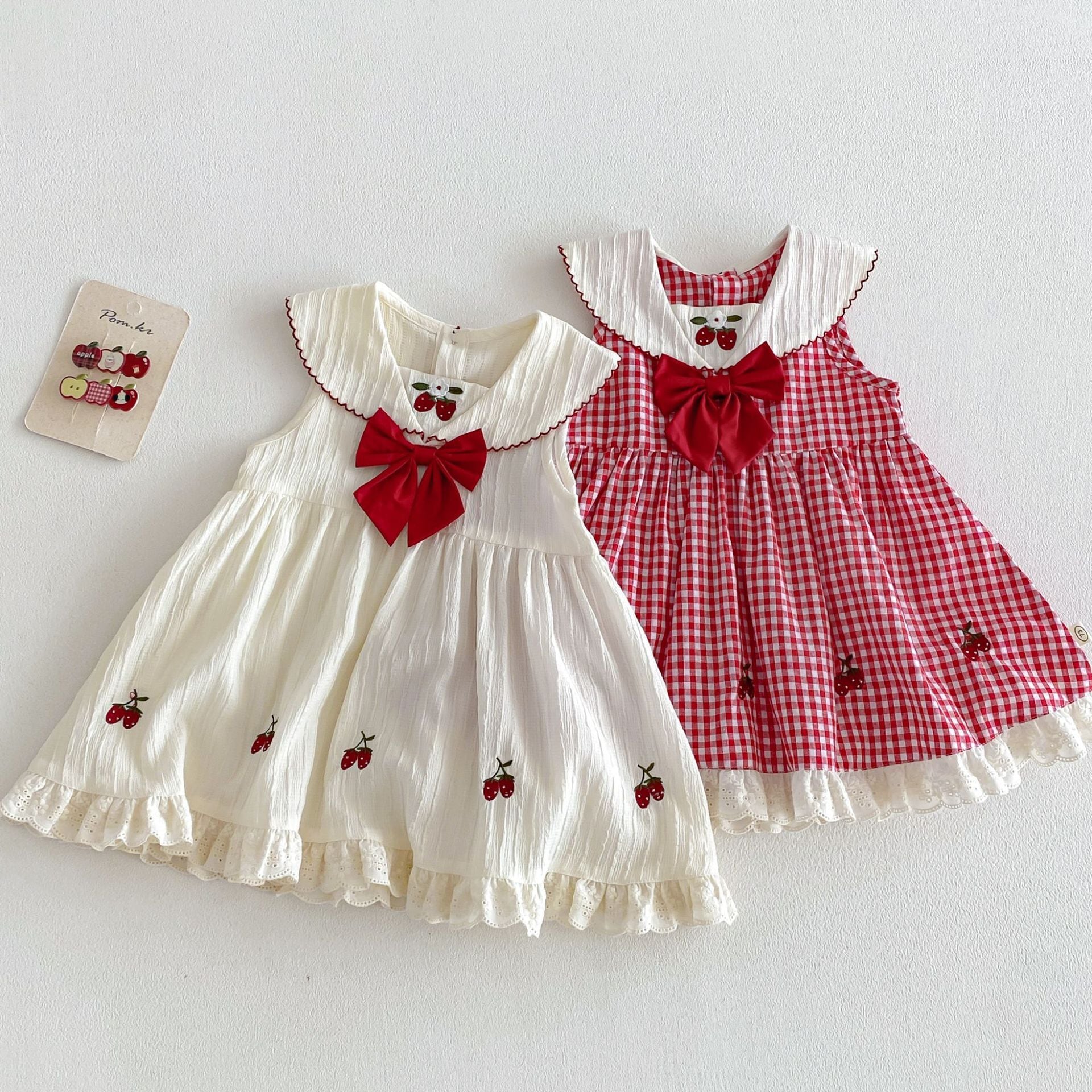 d58698f3931858010ab210953911482c.jpg 【73-120】ワンピース 蝶結び付き ノースリーブ 女の子 おしゃれ - 画像 (1)