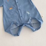 【66-90】デニムロンパース 恐竜刺繡 肌に優しい ベビー服 - 画像 (13)