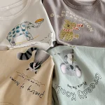 【90-130】Tシャツ 男女兼用 動物柄 プリント - 画像 (5)