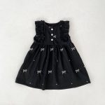 【90-130】ロンパースorワンピース 蝶結び柄 ブラック 姉妹服 - 画像 (11)
