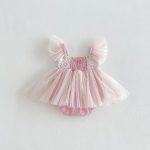 【66-90】ロンパース フリル メッシュ 可愛い 女の子 - 画像 (5)