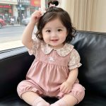 【73-100】セットアップ ピンク ウサギ サロペット＆ブラウス - 画像 (8)