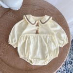【66-90】ロンパース クマ柄 セーラー風 シンプル 着心地良い ベビー服 - 画像 (5)