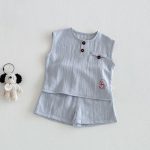 【73-110】セットアップ ペット柄 ノースリーブ 着心地良い 子供服 - 画像 (5)