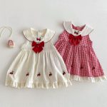 【73-120】ワンピース 蝶結び付き ノースリーブ 女の子 おしゃれ - 画像 (3)