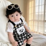【66-100】セットアップ 可愛い パンダ サロペット&シャツ - 画像 (11)