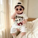 【66-90】ロンパース BOOMドッグプリント 可愛い ベビー服 - 画像 (4)