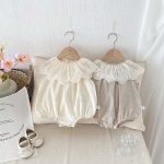 【66-90】ロンパース ベビー おしゃれ フリル襟 刺繍 - 画像 (4)