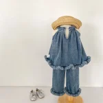【73-130】デニムセットアップ ベビー 女の子 ハルターネック - 画像 (8)