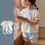 【73-110】ブラウス&パンツ パフスリーブ 女の子
