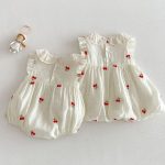 【66-110】ロンパース/ワンピース チェリー柄 姉妹服 おしゃれ - 画像 (8)