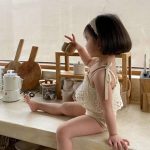 【80-130】水着 透かし彫りデザイン ストラップ スイムウェア - 画像 (9)