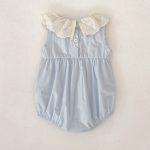【66-130】ロンパースorワンピース フリル襟 ブルー 姉妹服 - 画像 (8)