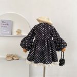 【80-130】ワンピース パフスリーブ ドット 可愛い 女の子 - 画像 (5)
