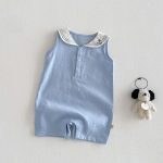 【66-90】ロンパース セーラー 無地 シンプル 着心地良い ベビー服 - 画像 (3)