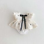 【66-90】ロンパース リボン付き パフスリーブ 可愛い 女の子 - 画像 (4)