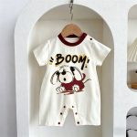 【66-90】ロンパース BOOMドッグプリント 可愛い ベビー服 - 画像 (3)
