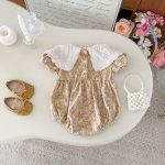 【66-90】ロンパース ビッグ襟 花柄 おしゃれ ベビー服 - 画像 (4)