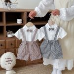 【80-120】セットアップ ベビー 男の子 トップス & サロペット リボン - 画像 (3)