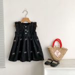 【90-130】ロンパースorワンピース 蝶結び柄 ブラック 姉妹服 - 画像 (10)