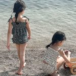 【90-140】水着 花模様 おしゃれ 上下セット - 画像 (3)