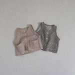 【73-100】セットアップ ベビー 韓国風 チェック ベスト&ショートパンツ - 画像 (3)