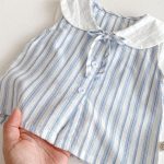 【73-100】トップスorブルマ ストライプ ノースリーブ ベビー服 - 画像 (7)