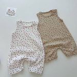 【66-90】ロンパース ベビー ノースリーブ 花柄 or 熊柄 - 画像 (3)