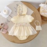 【66-90】ロンパース クリーム ワンピース風 おしゃれ 可愛い - 画像 (6)