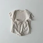 【73-120】セットアップ ベビー 無地 ナチュラル - 画像 (6)