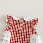 【66-90】ロンパース レッド チェック 可愛い おしゃれ ベビー服 - 画像 (9)