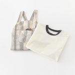 【73-100】セットアップ ストライプ 恐竜 サロペット&シャツ - 画像 (6)