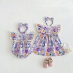 【66-140】ロンパース or ワンピース ベビー 女の子 フリルワッフル - 画像 (3)