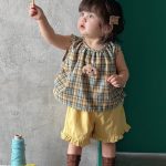 【73-110】セットアップ レトロ チェック 可愛い ベビー服 - 画像 (4)