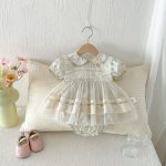 【66-90】ロンパース グリーン 花 プリンセス おしゃれ 女の子 - 画像 (7)