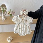 【66-100】ロンパース 花柄 半袖 女の子 おしゃれ - 画像 (3)