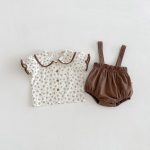 【66-100】二点セット シャツ&サロペット フラワー 可愛い - 画像 (3)