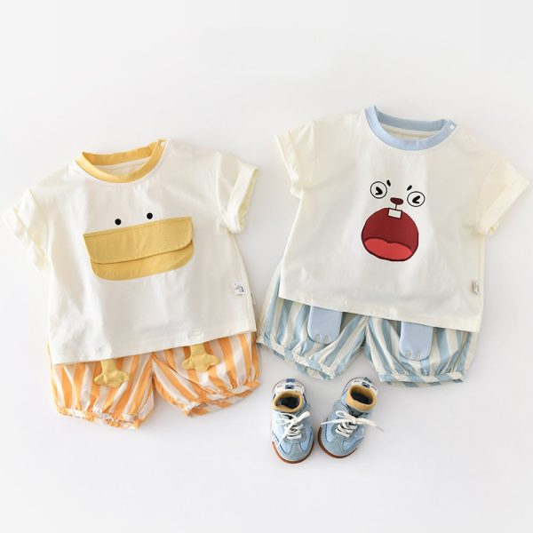 【73-110cm】Tシャツ アヒル 可愛い 着心地良い トップス