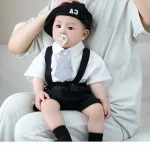 【73-110】 セットアップ シャツ & サロペット ネクタイ付き フォーマル - 画像 (7)