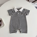 【66-90】オールインワン クマロゴ ボーダー ベビー服 - 画像 (7)