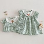 【66-110】ロンパースorワンピース グリーンチェック 姉妹服 - 画像 (8)