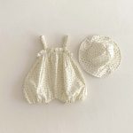【66-90】サロペット 花柄 ふわふわ 帽子付き - 画像 (3)