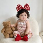 【66-100】サロペット 可愛い レッド ボーダー ベビー服 - 画像 (6)