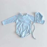 【66-100】水着 ドット柄OR花柄 帽子付き スイムウェア - 画像 (4)