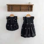【90-130】ロンパースorワンピース 蝶結び柄 ブラック 姉妹服 - 画像 (19)