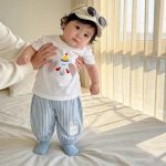 【80-120】セットアップ ゾウ柄 シャツ＆ストライプパンツ - 画像 (4)